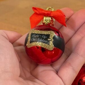 Set of 4 Early 00s Ganz USA ‘Light Up The Holidays’ Santa Belly Ornaments